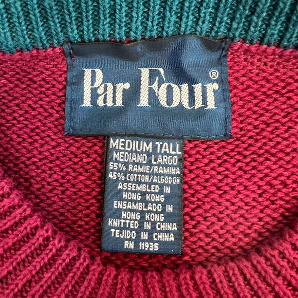 VTG Par Four Sweater Mens Medium Tall Colorful Argyle Crewneck Pullover Grandpa - Picture 7 of 10